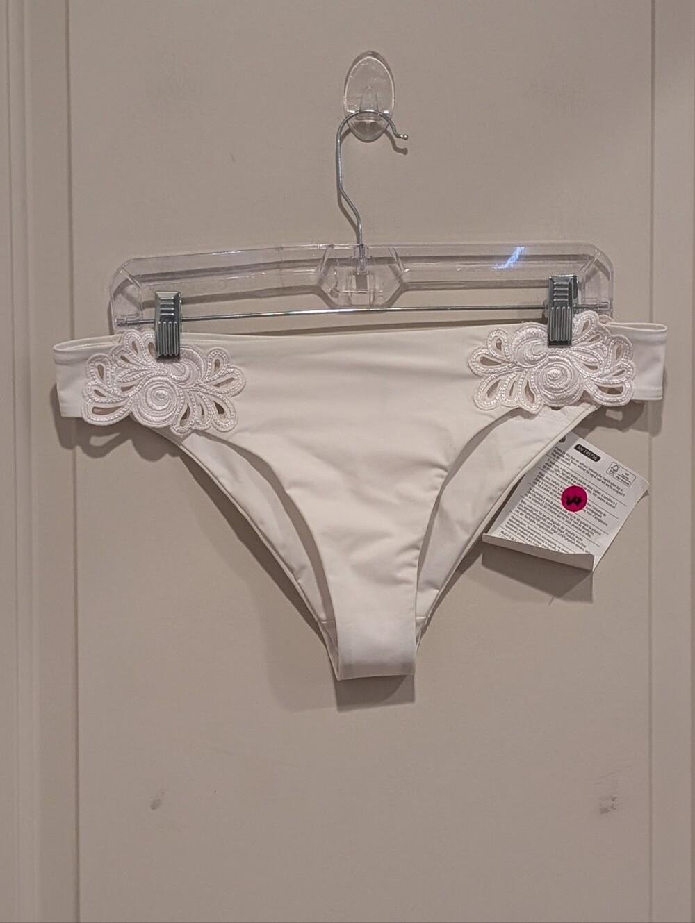 Agent Provocateur Cilla Bikini Bottom White Floral-Appliqué Bikini Brief